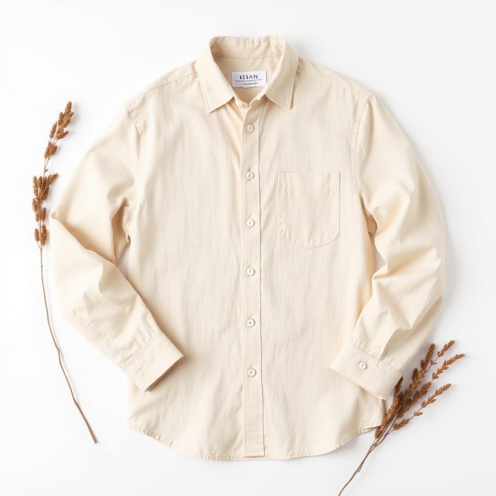 Men Beige Linen Casual Shirt