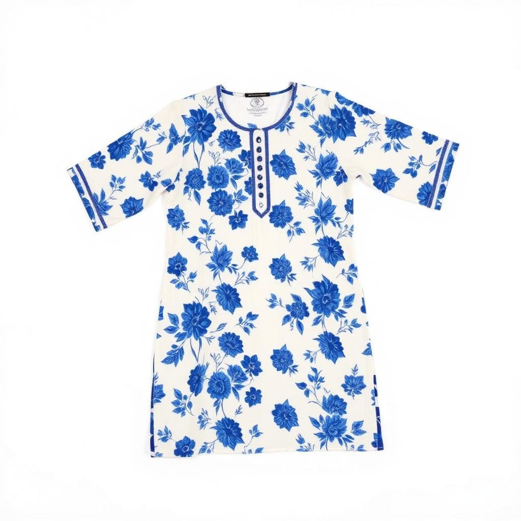 Women Blue Floral Printed Kurti