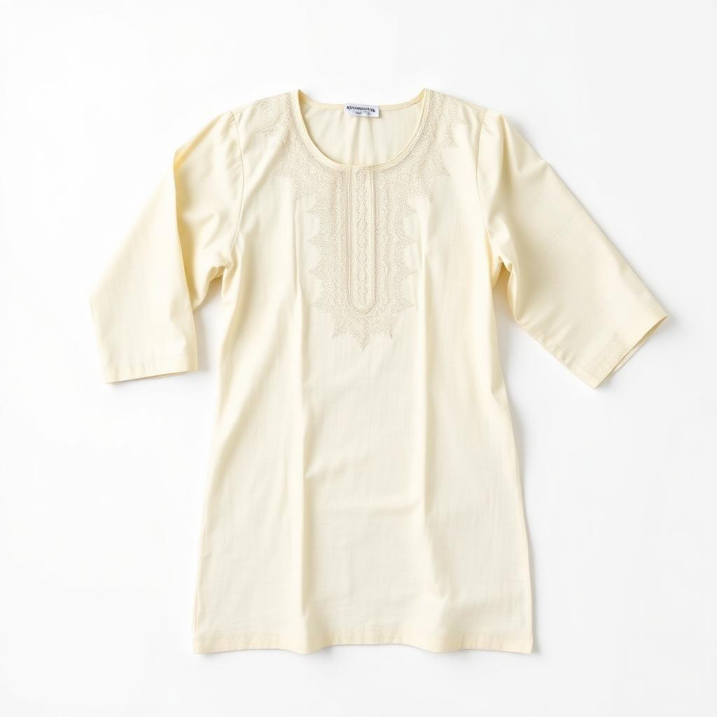 Women Cream Embroidered Kurti