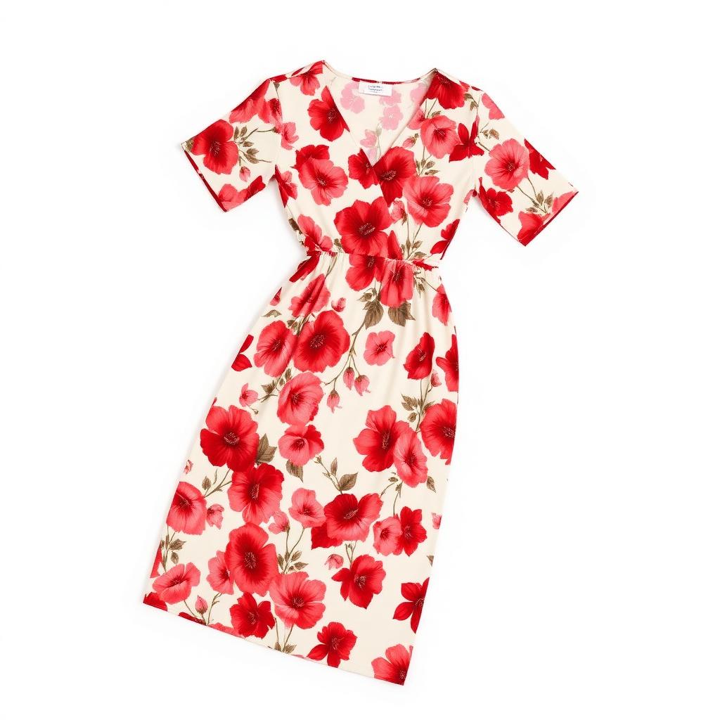 Women Red Floral Midi Dress