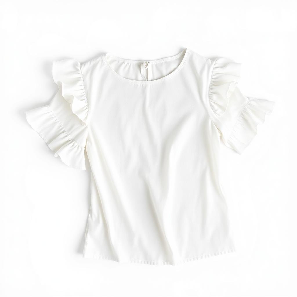 Women White Ruffle Top